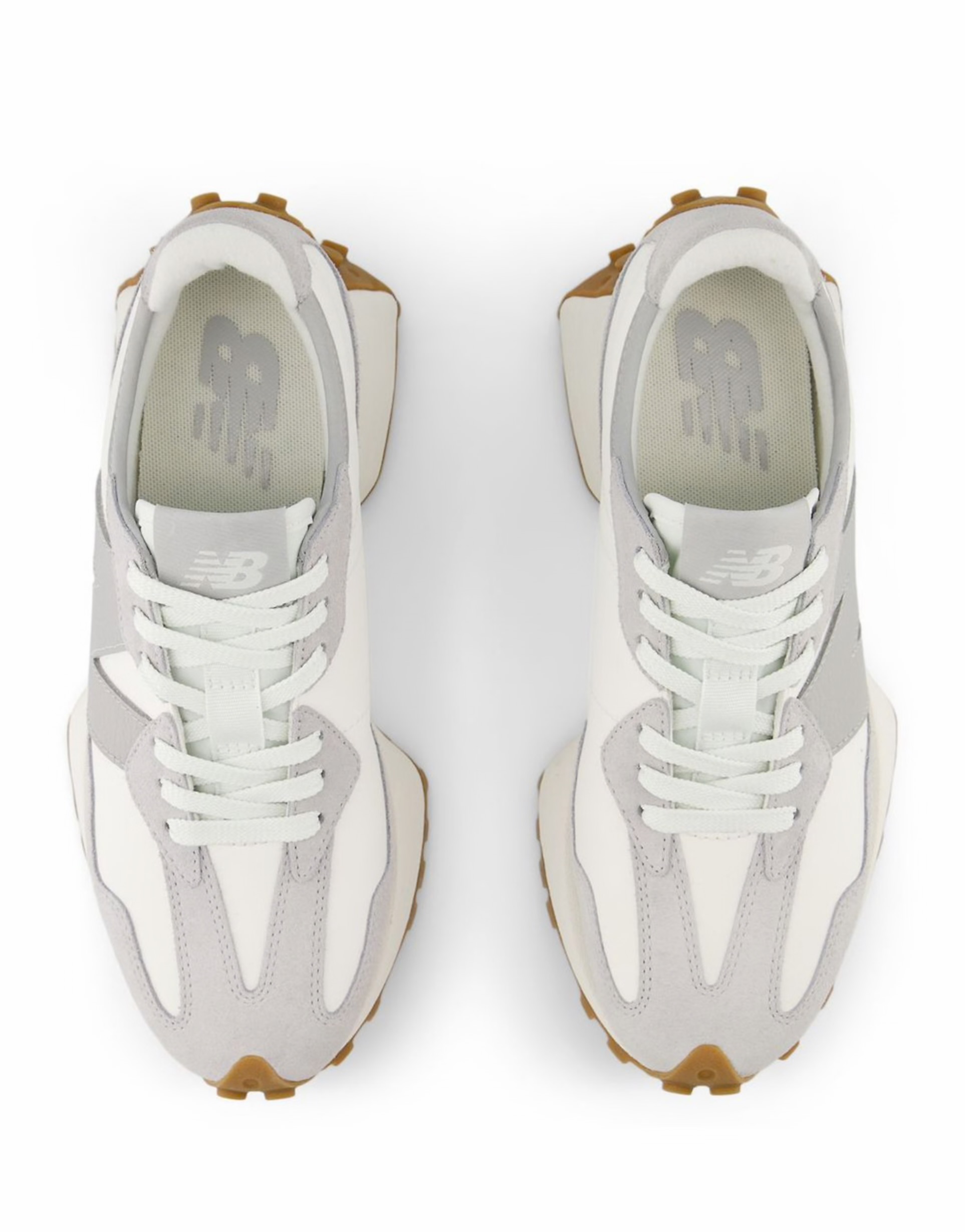 New Balance 327 sneakers in white with gray detail