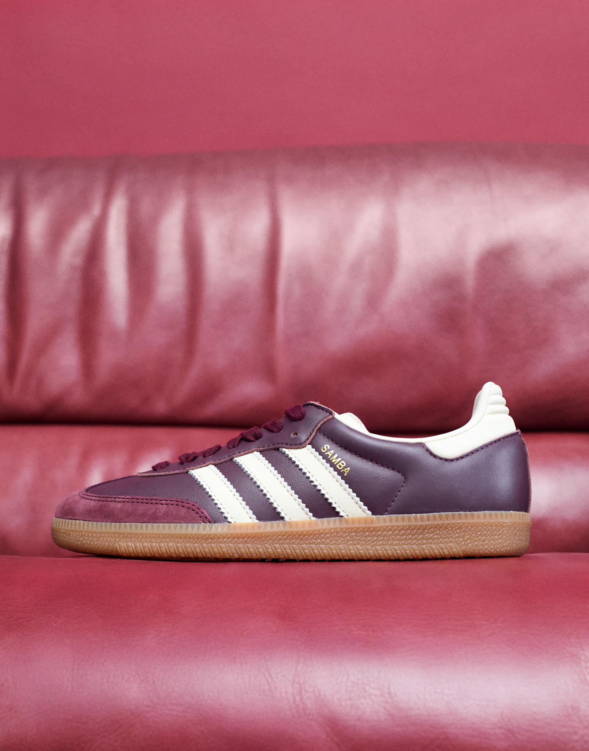 adidas Originals Samba OG trainers in burgundy and off white